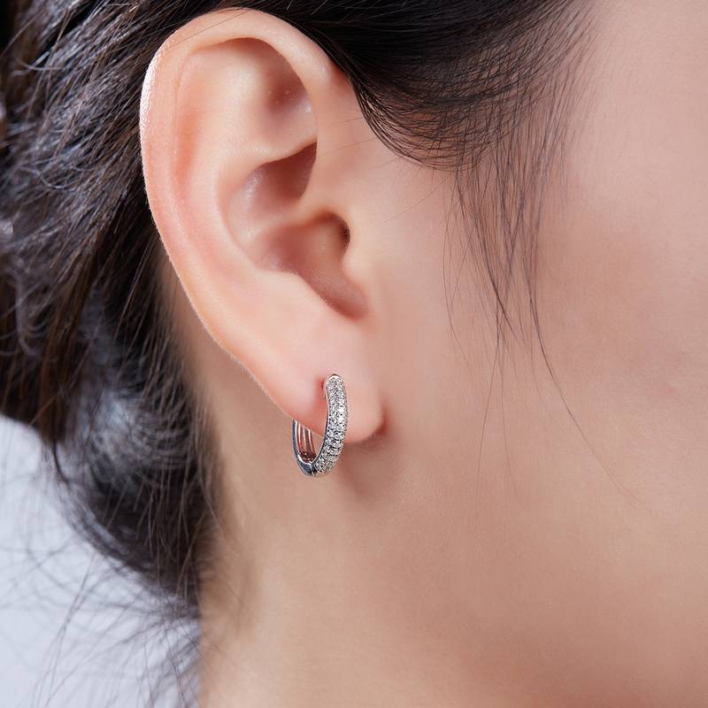 三排对半耳环S925银Moissanite厘石D级0.37ct